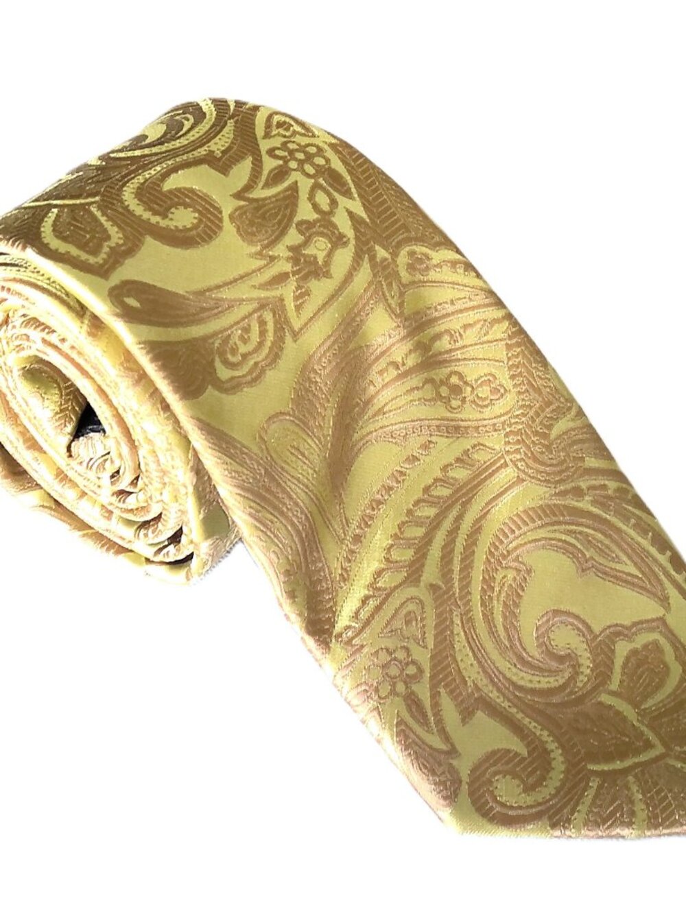 New Sophisticated Gentlemen Gold Jacquard Tie Floral Paisley Dressy Classic